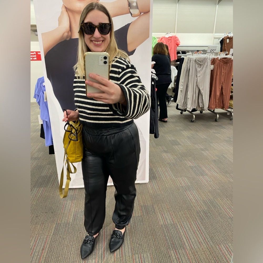Express Black Vegan Leather Jogger Pants - Picture 6 of 6